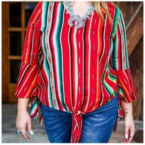 Womens Lucky & Blessed L&B Boutique Serape High Low Flowy Top - Sz S